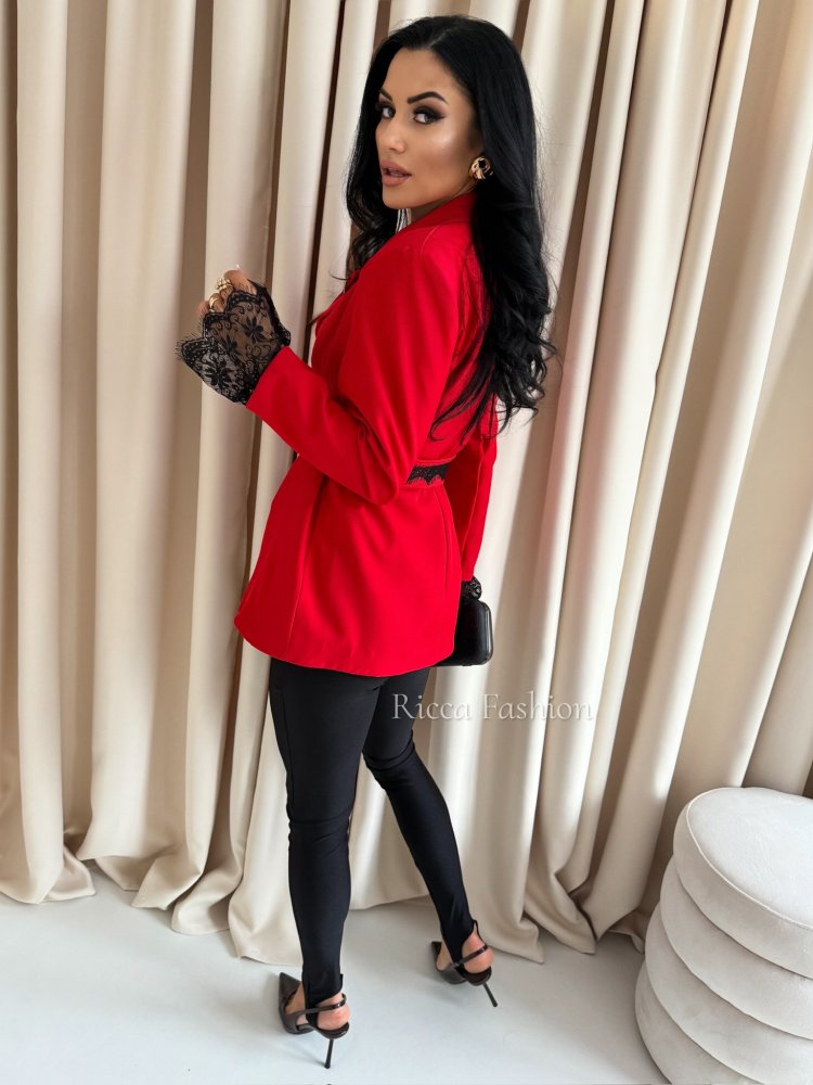 Marynarka z koronką MARIAH, red