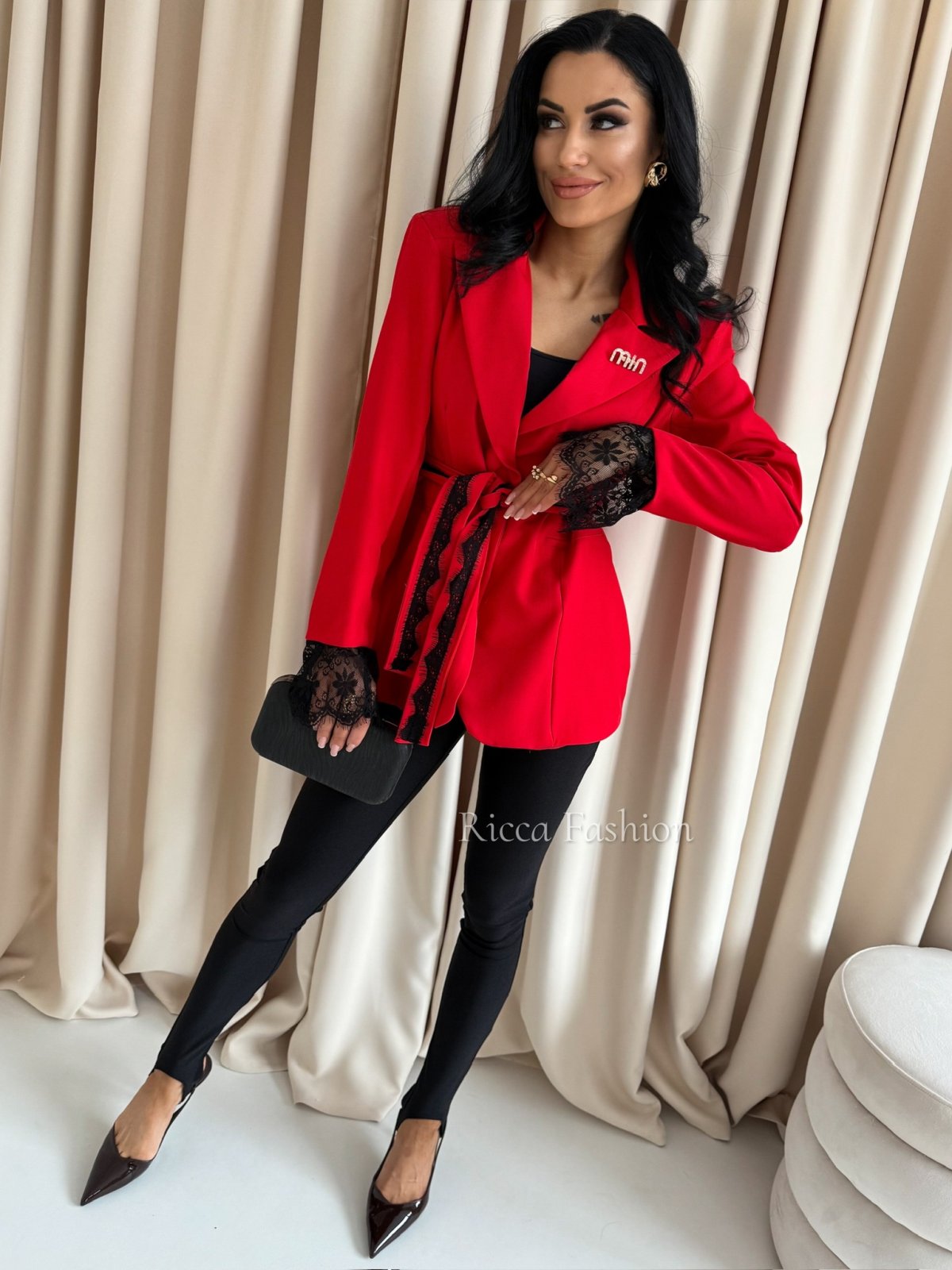 Marynarka z koronką MARIAH, red