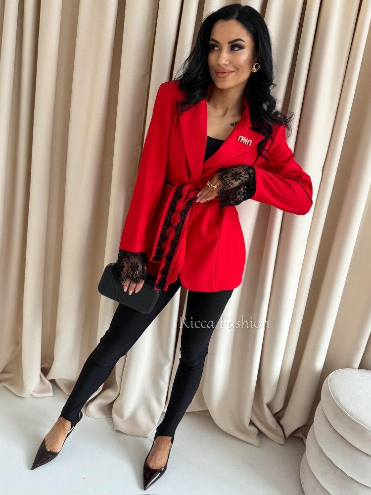 Marynarka z koronką MARIAH, red