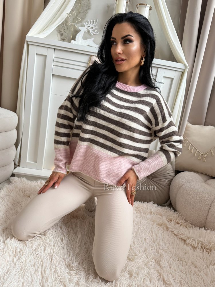Sweter z wełną CAMELIA, beige/pink