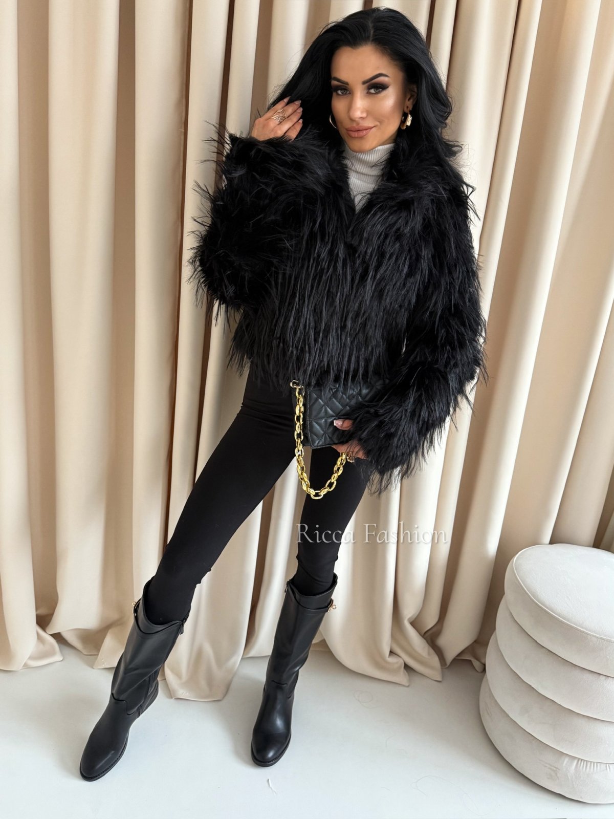 Kurtka/futerko z przeszyciami SAMMY, black