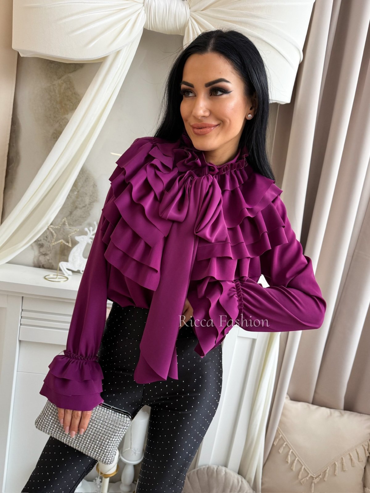 Koszula z falbankami MAVILLA, violet