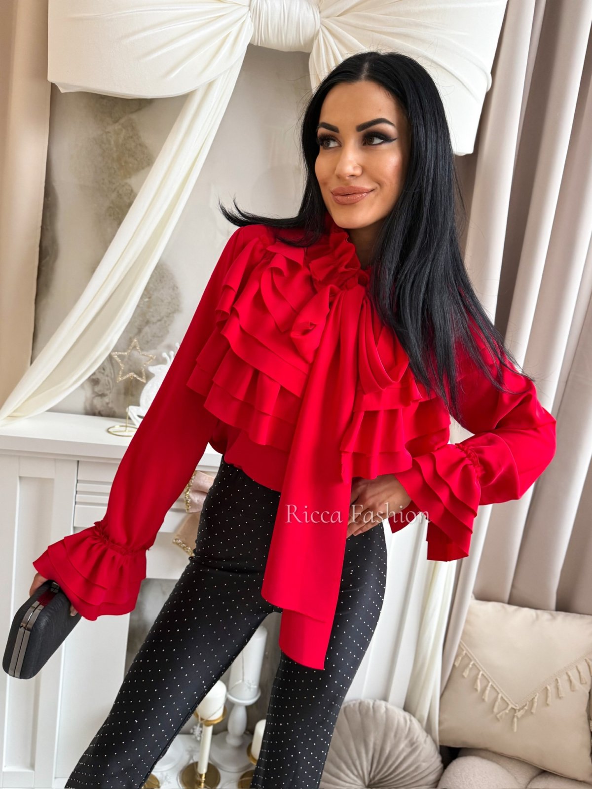 Koszula z falbankami MAVILLA, red