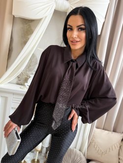 Koszula z krawatem MORISSON, dark chocolate