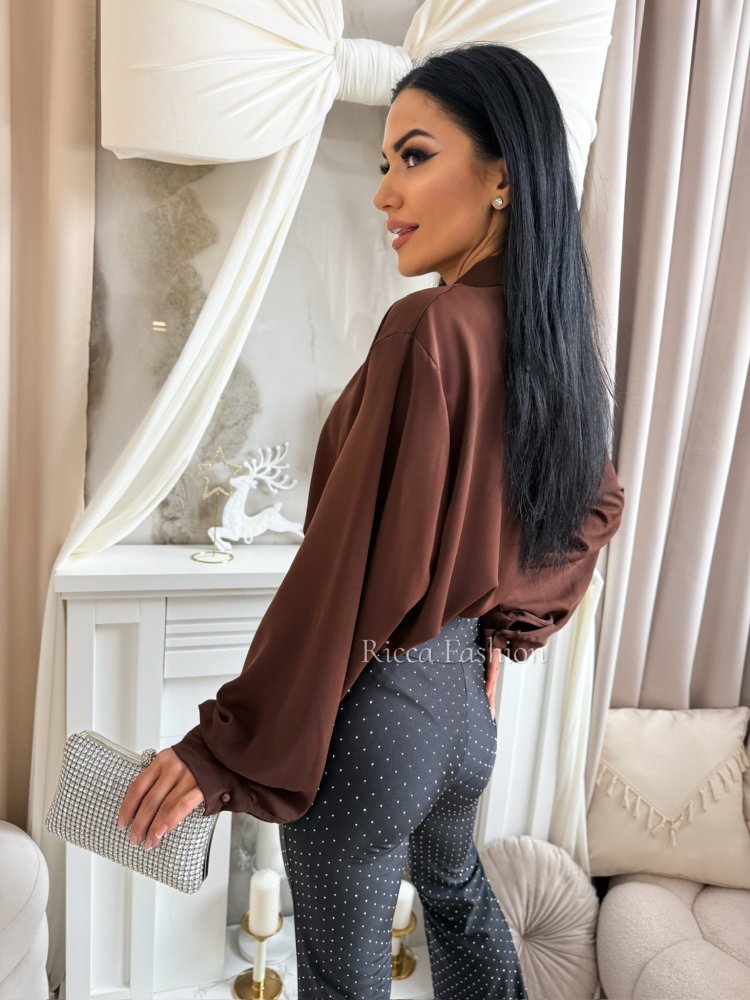 Koszula z krawatem MORISSON, milk chocolate