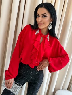 Koszula z żabotem TERIA, red