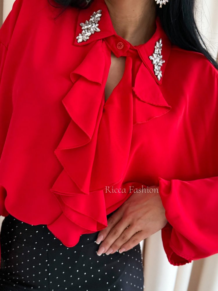 Koszula z żabotem TERIA, red