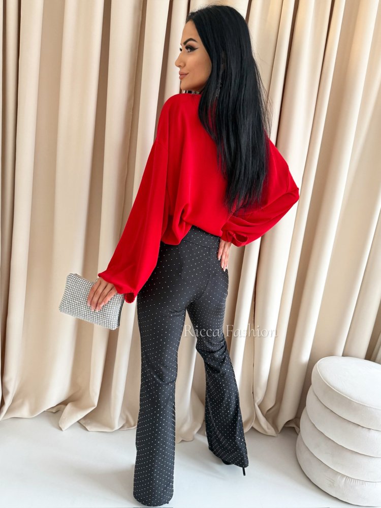 Koszula z żabotem TERIA, red