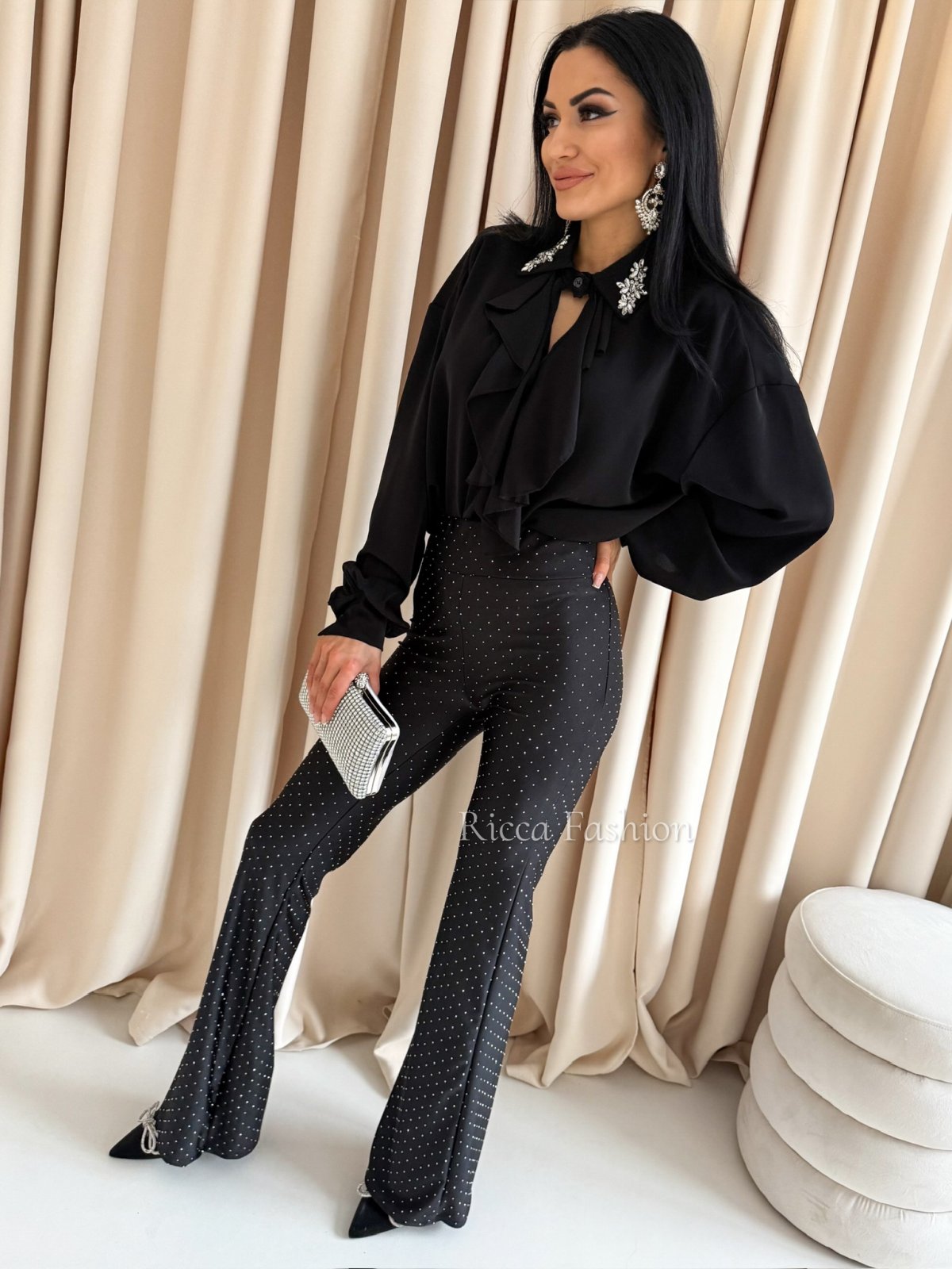 Koszula z żabotem TERIA, black