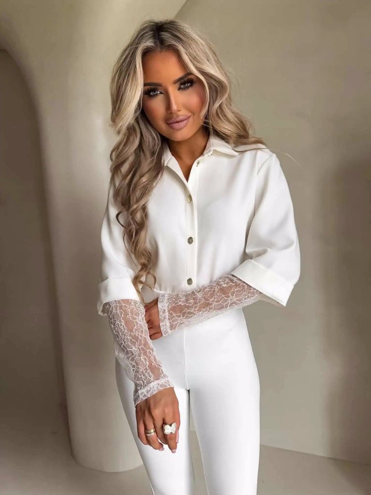 Koszula rękaw KORONKA, ecru