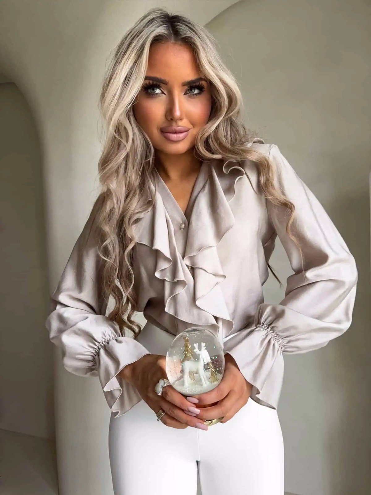 Bluzka ZARRA, jasny beż