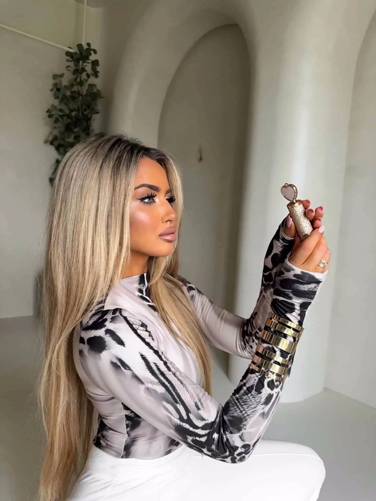 Bluzka SECOND SKIN, pantera/jasny beż