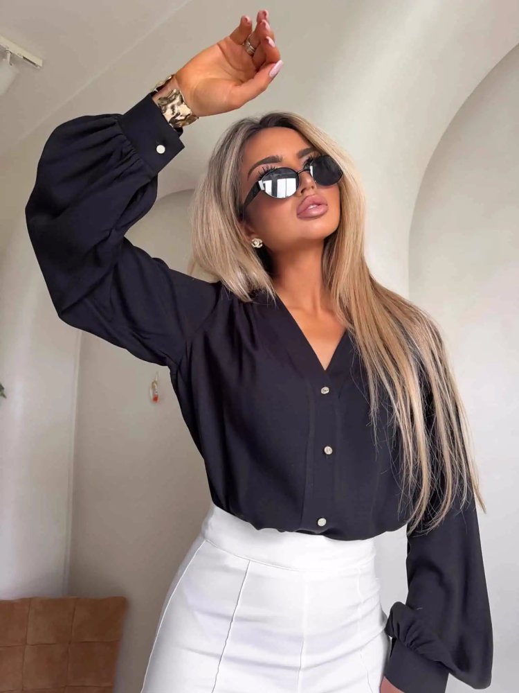 Koszula RUFFLES, czarna