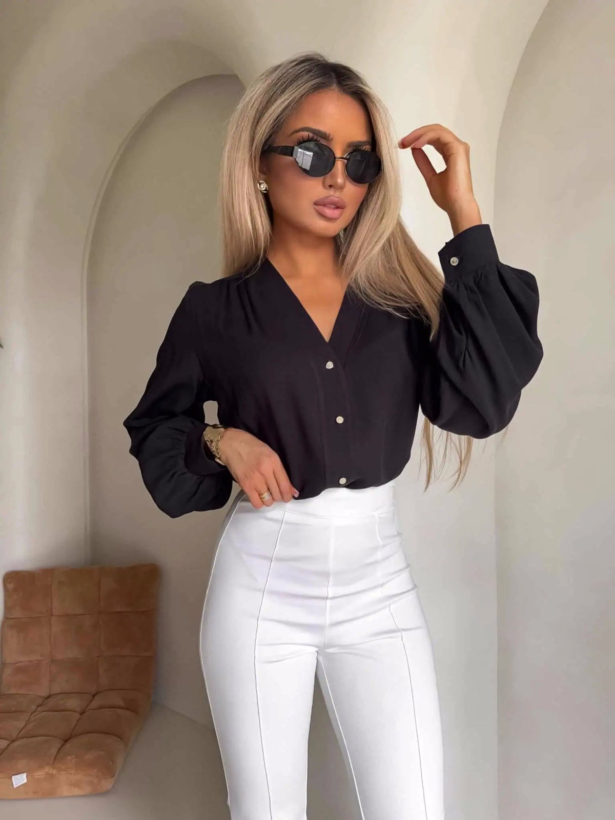 Koszula RUFFLES, czarna