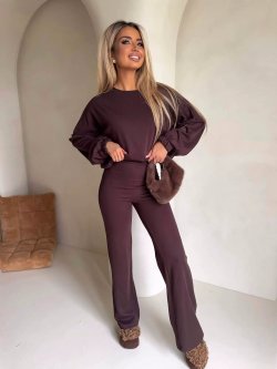 Komplet z bawełną I'M ANGEL, new/czekolada