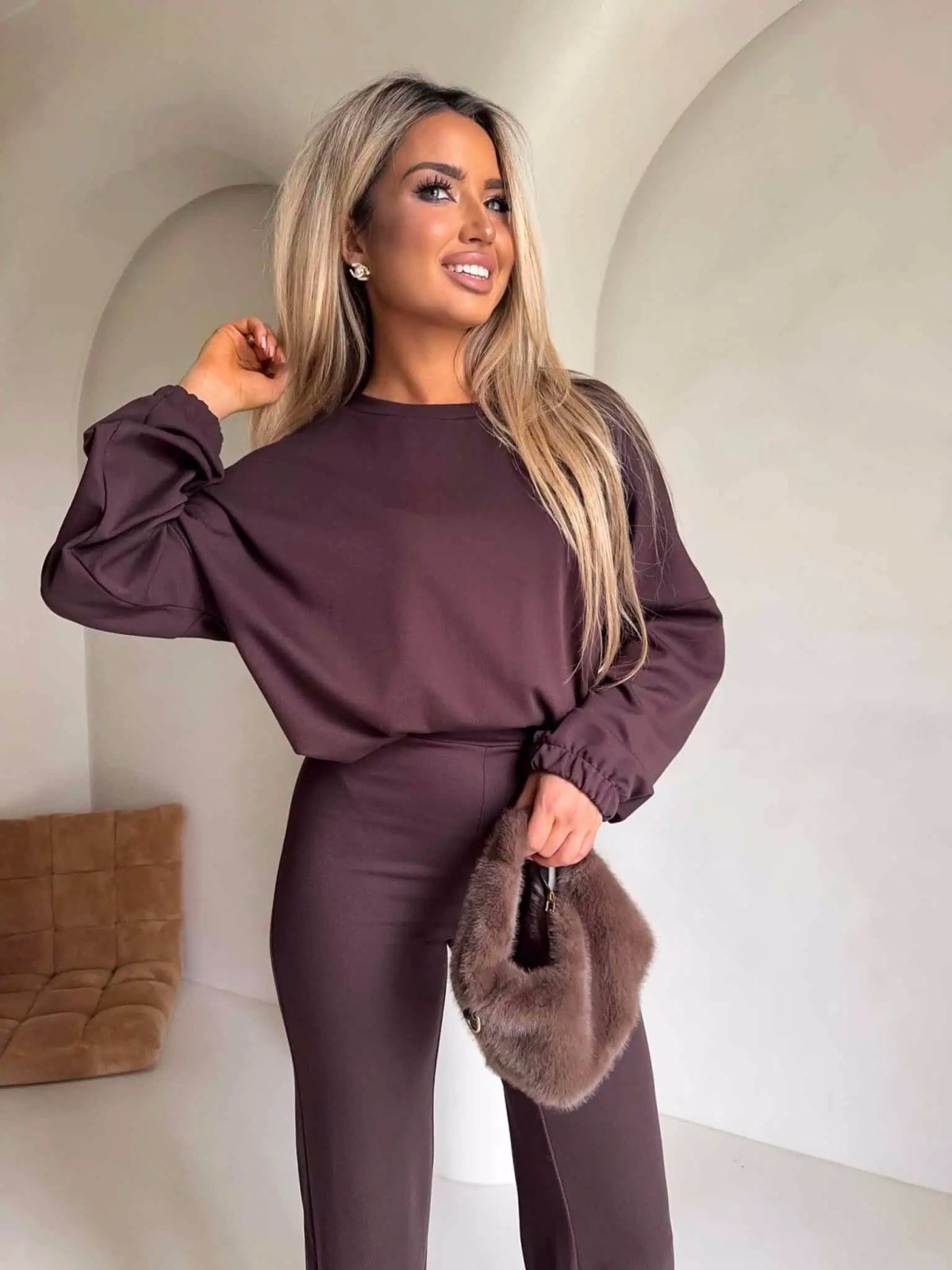 Komplet z bawełną I'M ANGEL, new/czekolada