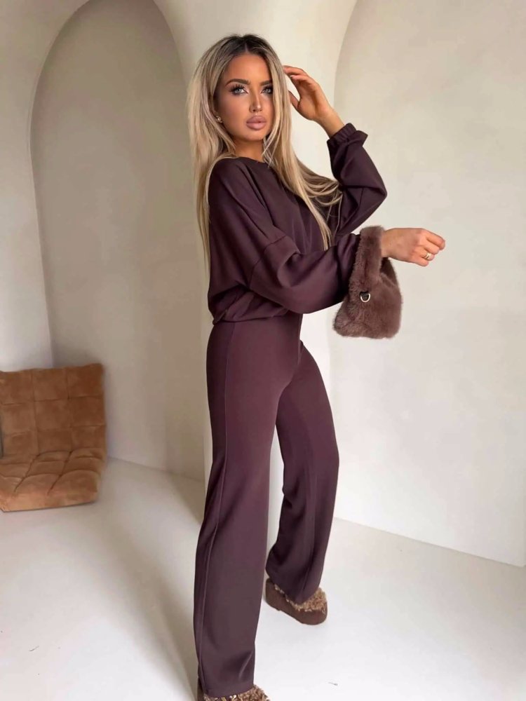 Komplet z bawełną I'M ANGEL, new/czekolada