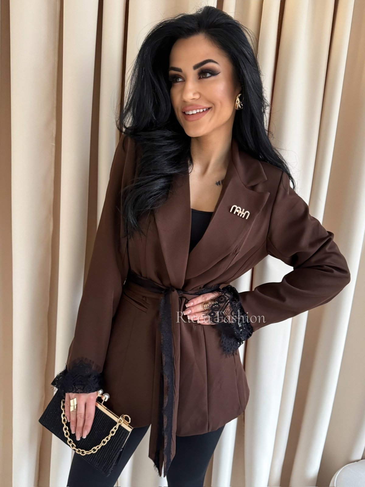 Marynarka z koronką ALAIA, chocolate