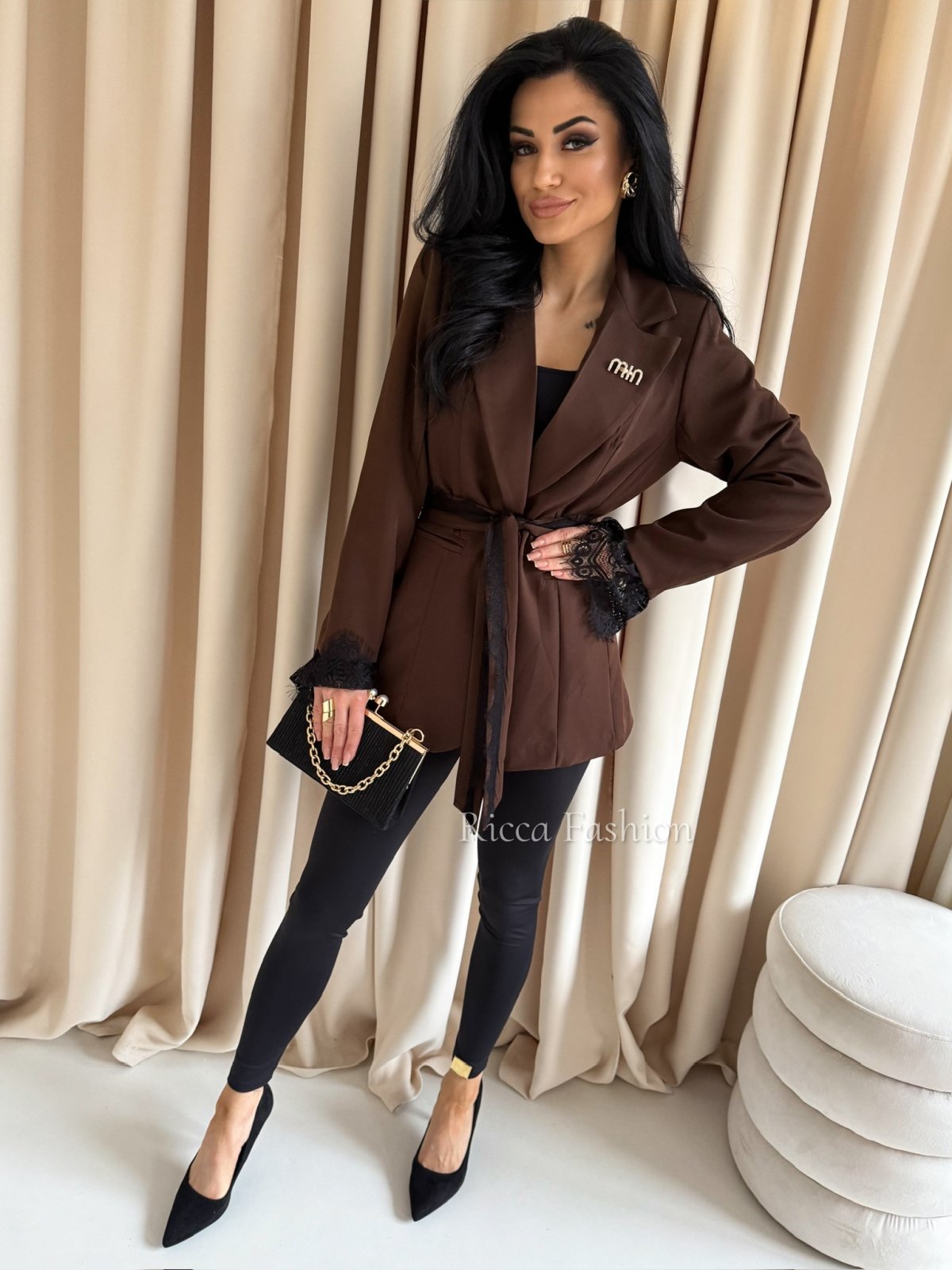 Marynarka z koronką ALAIA, chocolate