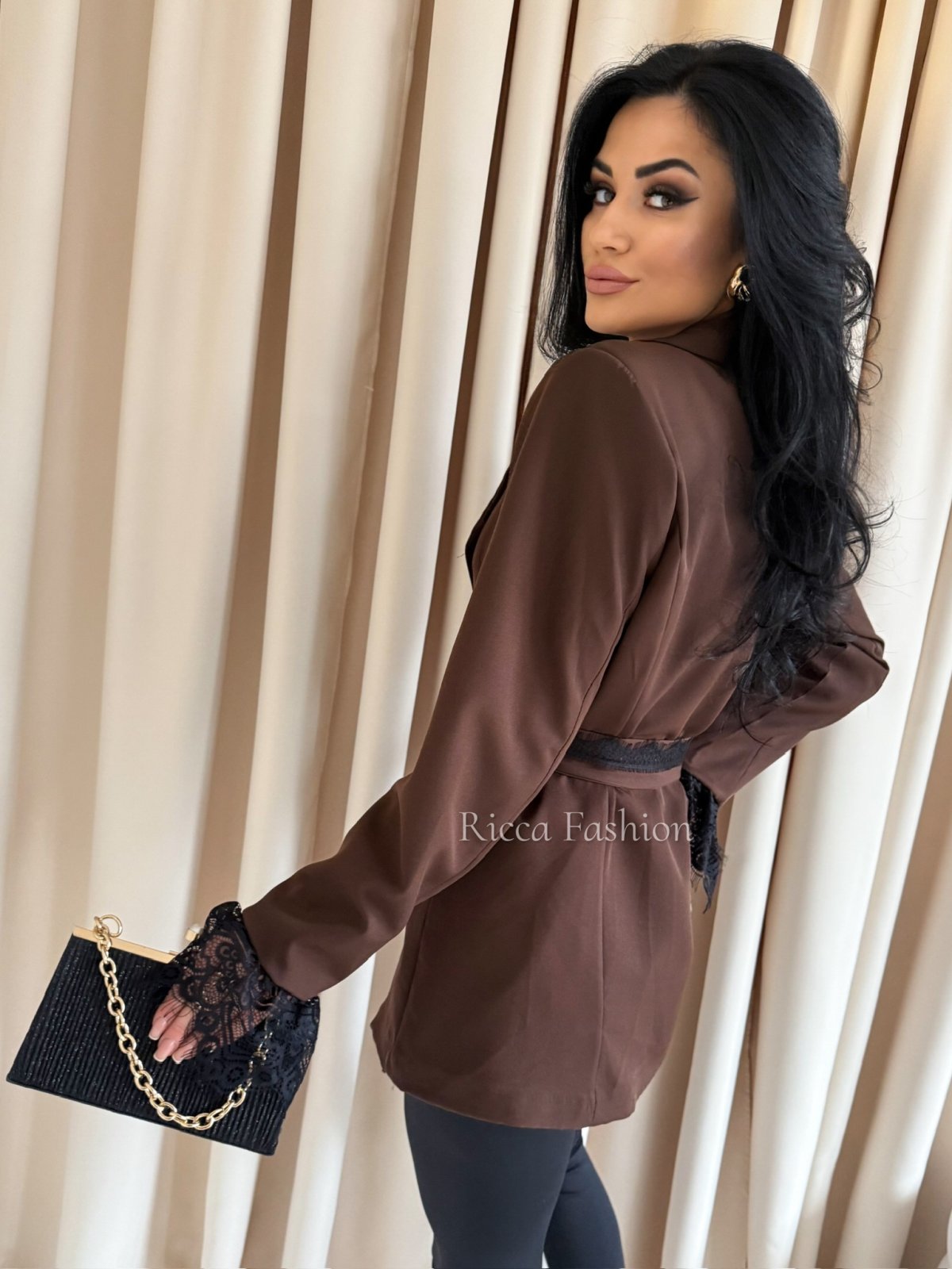 Marynarka z koronką ALAIA, chocolate