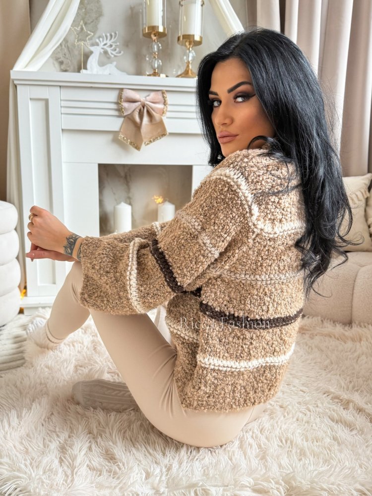 Sweter z wełną i alpaką LILY, mocca