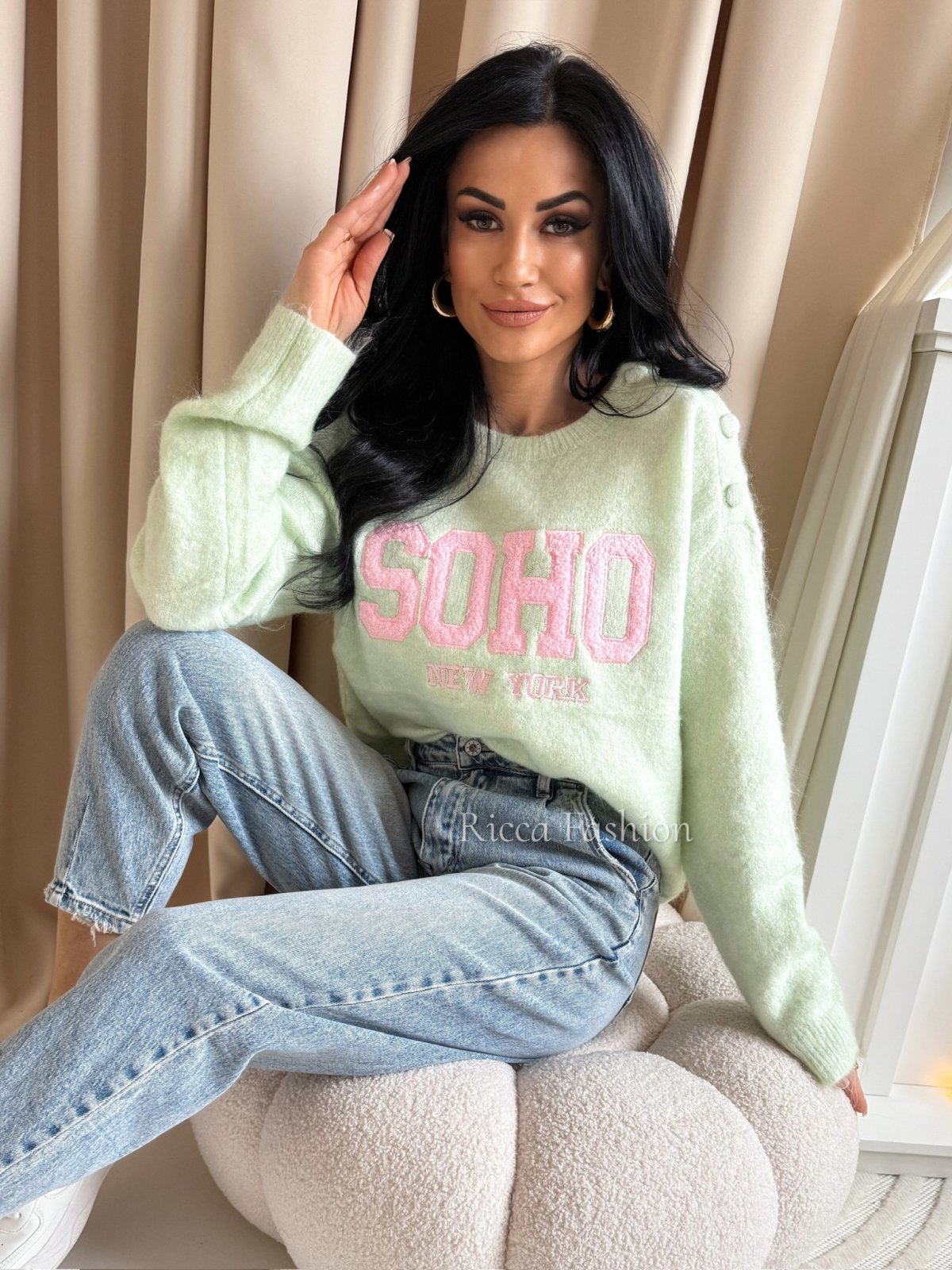 Sweter z wełną SOHO, pistachio