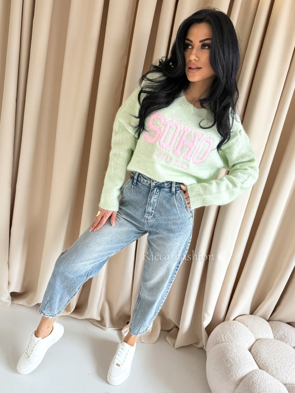 Sweter z wełną SOHO, pistachio