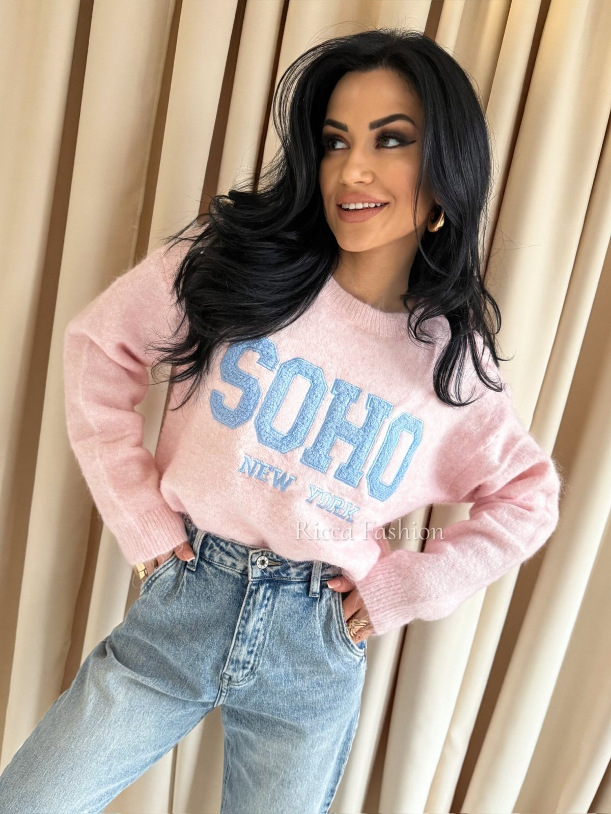 Sweter z wełną SOHO, light pink