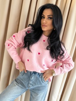Sweter z wełną SWEET HEART, light pink