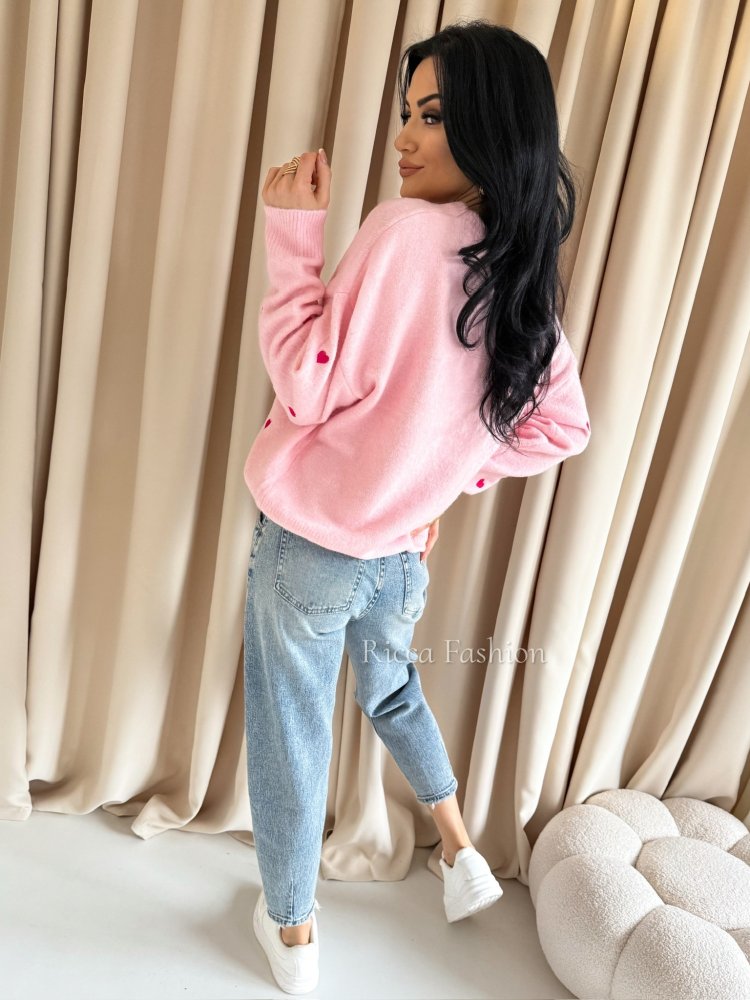 Sweter z wełną SWEET HEART, light pink