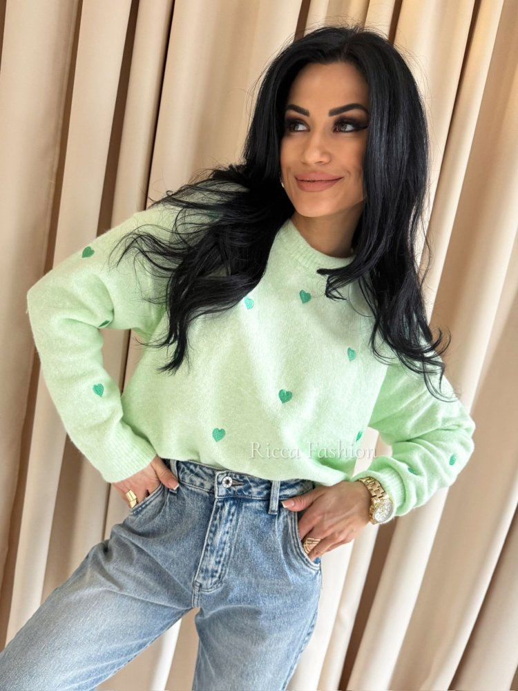 Sweter z wełną SWEET HEART, pistachio