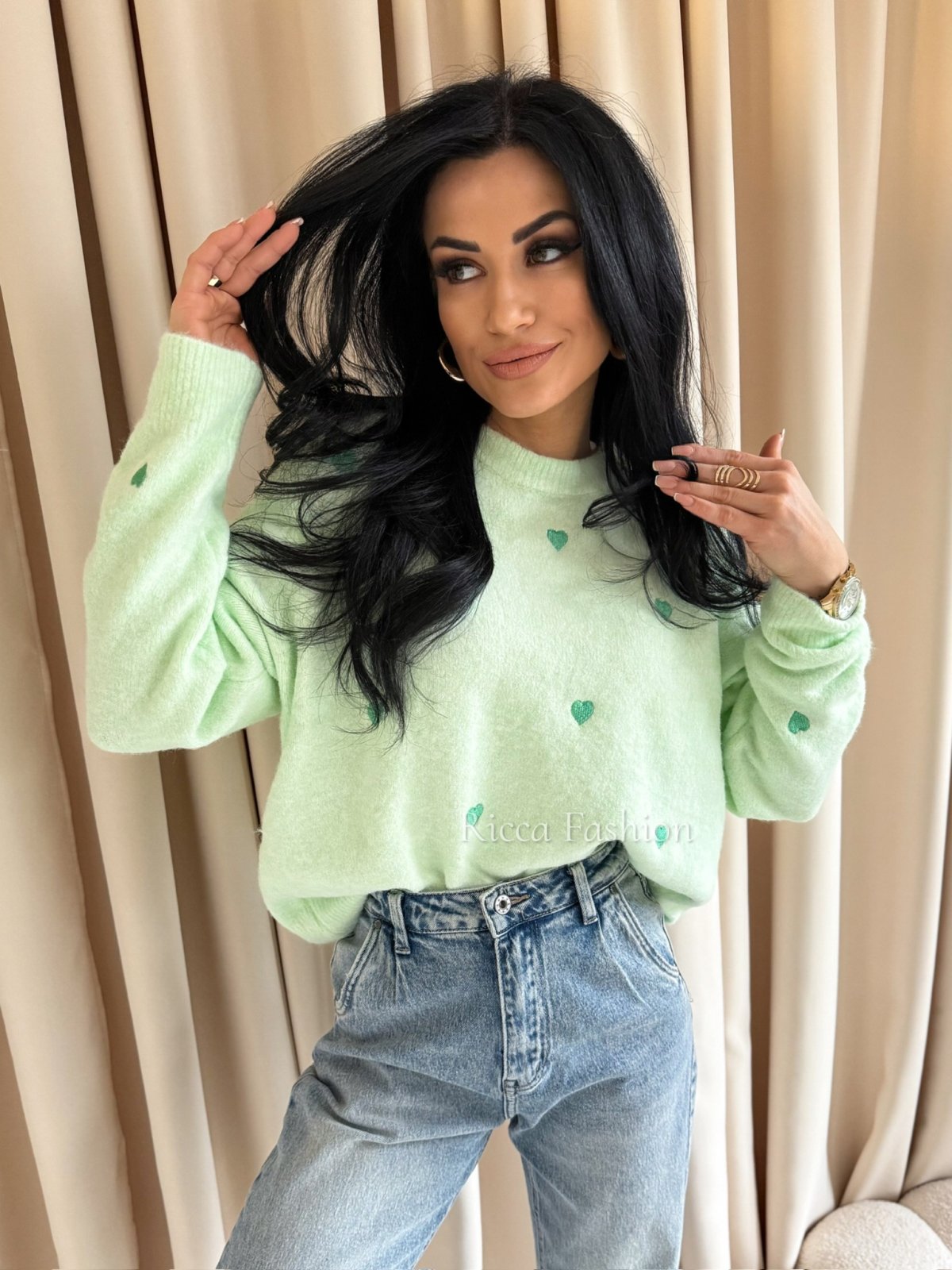 Sweter z wełną SWEET HEART, pistachio