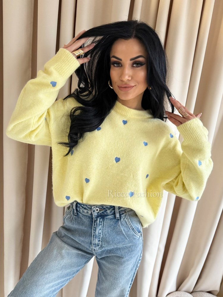 Sweter z wełną SWEET HEART, banana