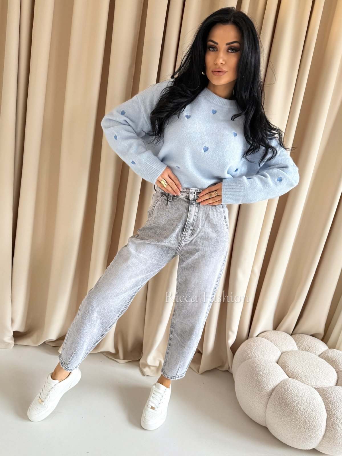 Sweter z wełną SWEET HEART, baby blue