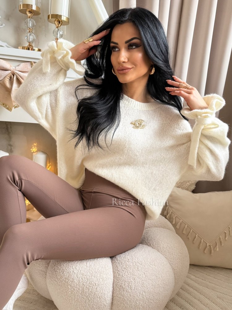 Sweter z baby alpaką TRACY, ecru