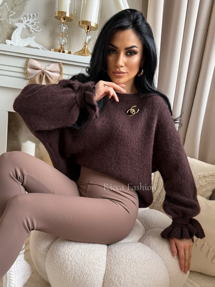 Sweter z baby alpaką TRACY, chocolate