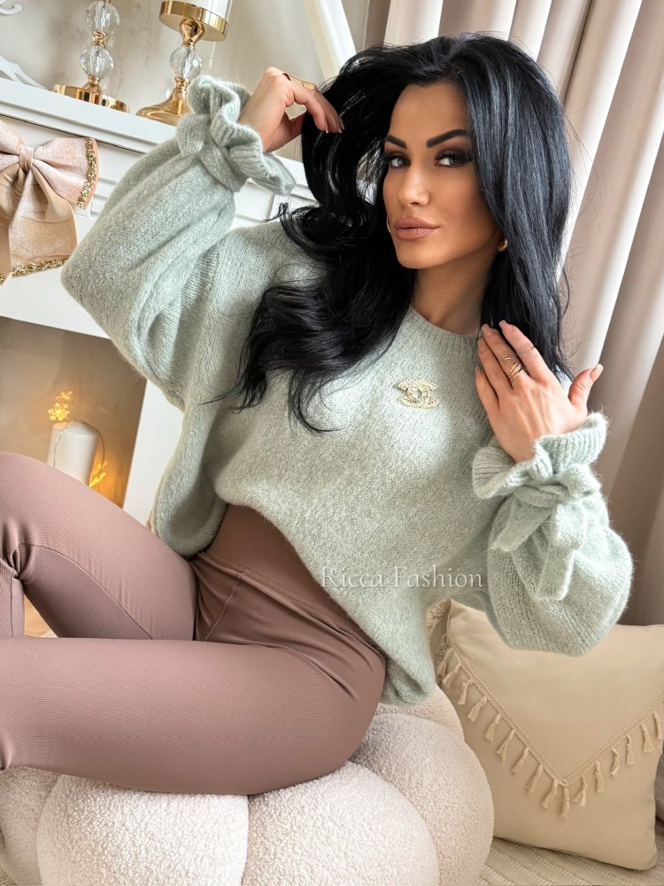 Sweter z baby alpaką TRACY, matcha