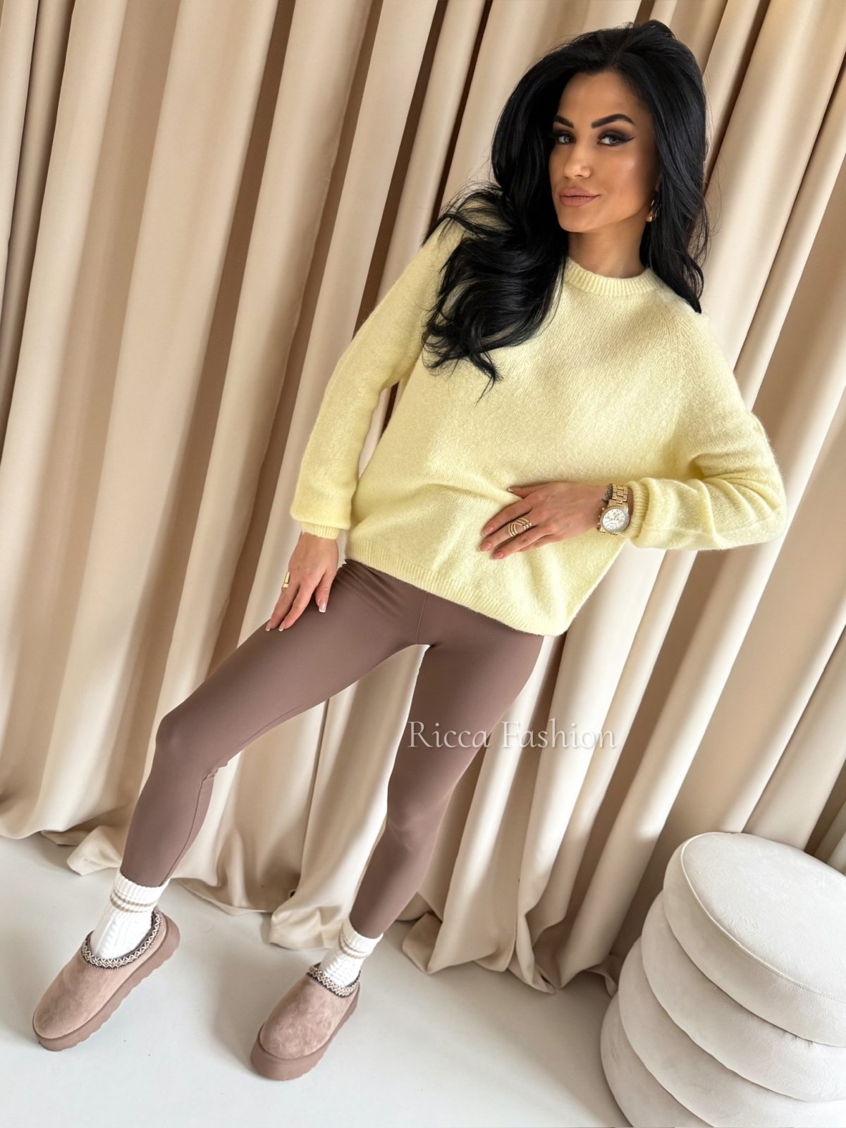 Sweter z baby alpaką CLAUDIO, banana