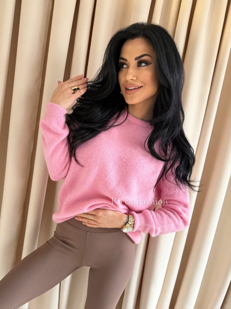 Sweter z baby alpaką CLAUDIO, sweet pink