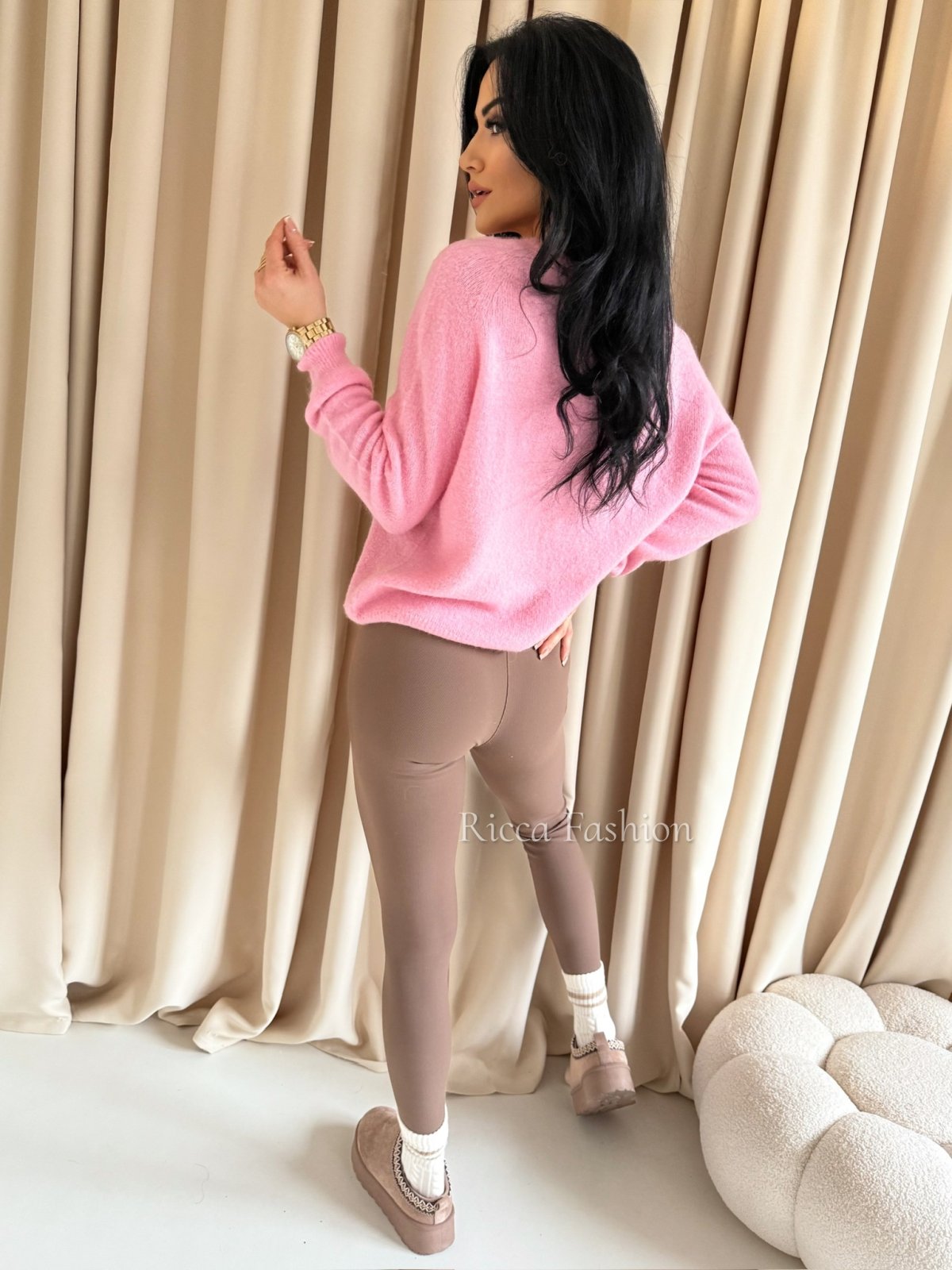 Sweter z baby alpaką CLAUDIO, sweet pink