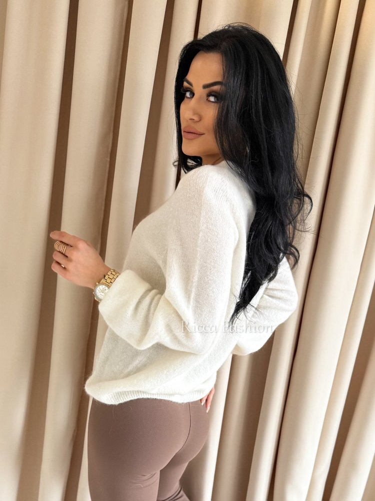 Sweter z baby alpaką CLAUDIO, ecru