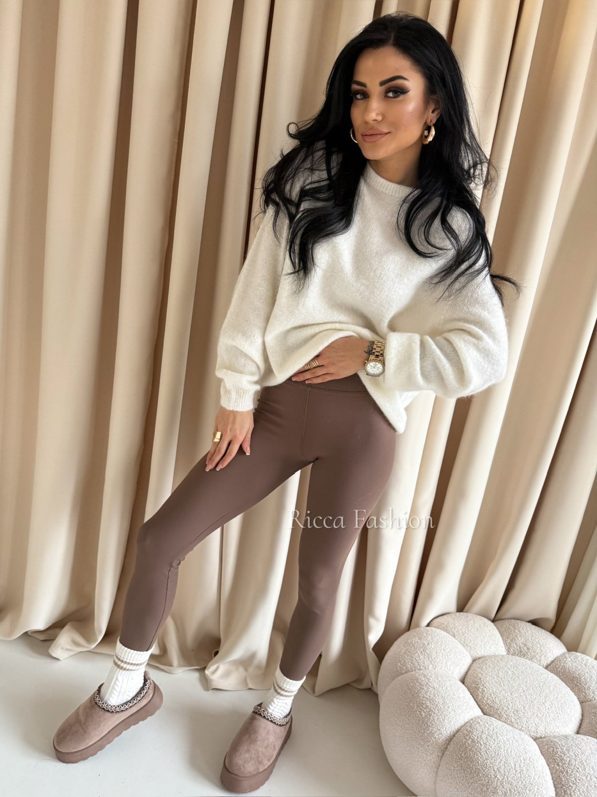 Sweter z baby alpaką CLAUDIO, ecru