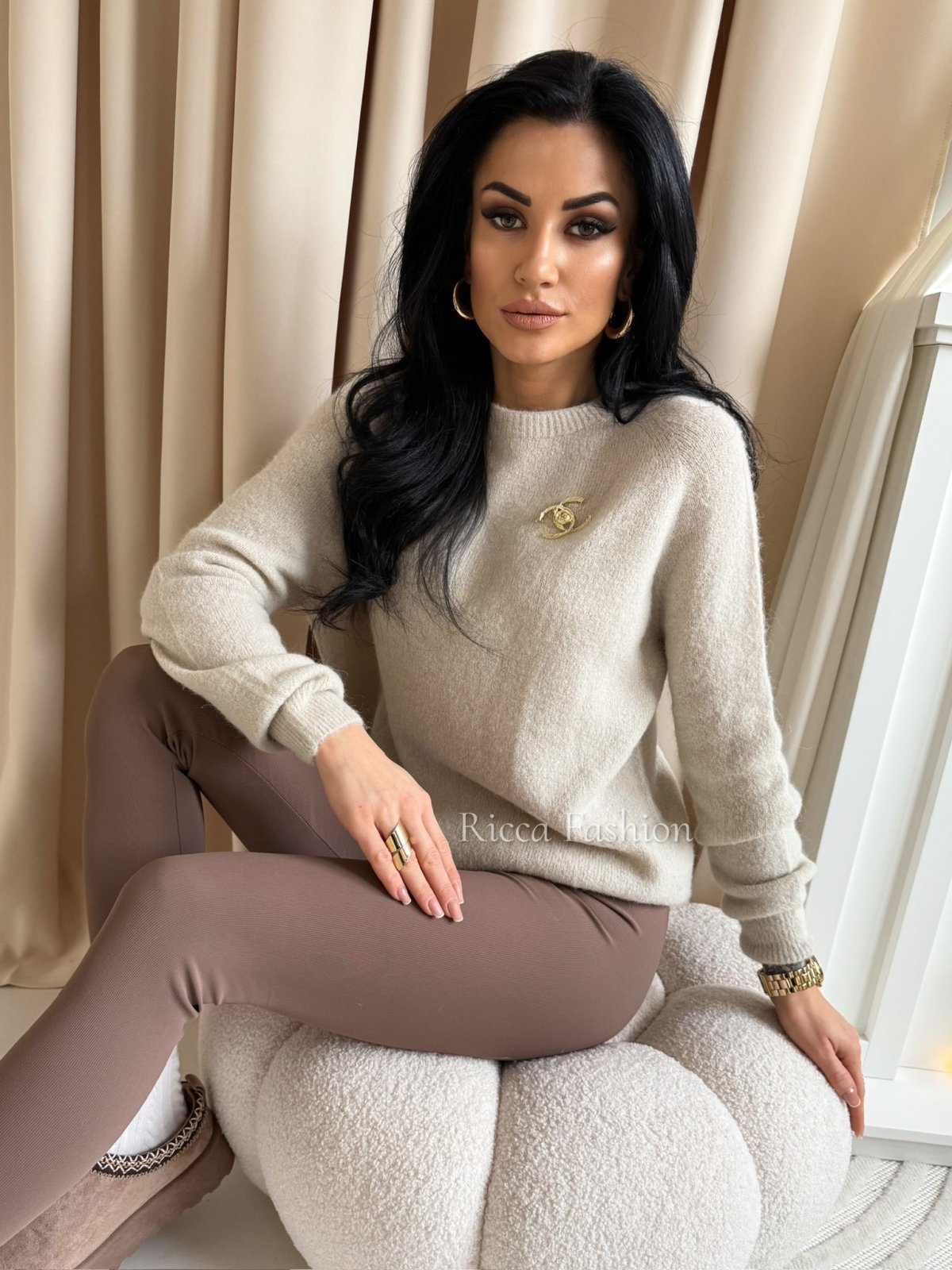 Sweter z baby alpaką CLAUDIO, beige