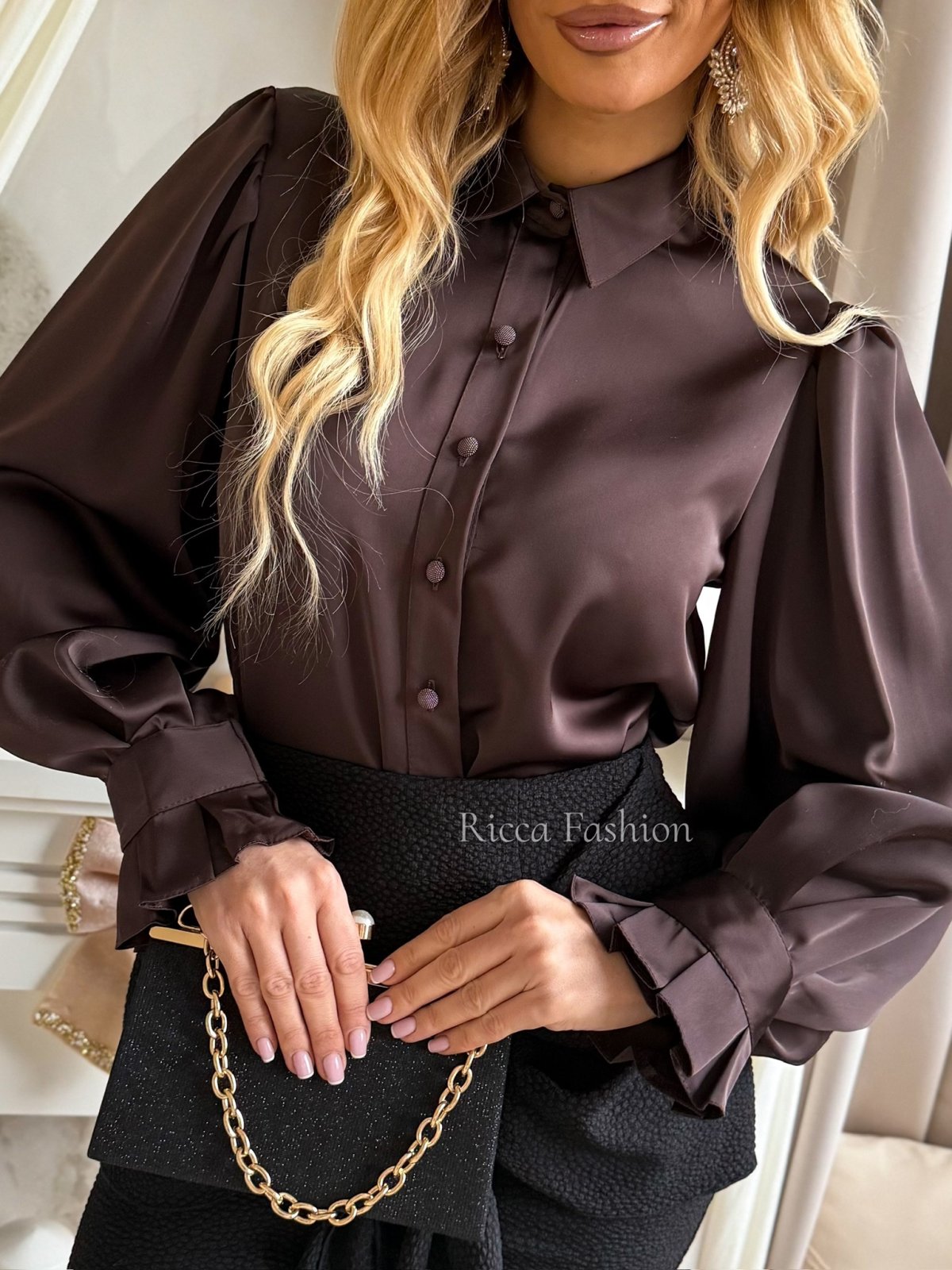 Koszula satynowa VALERIE, chocolate