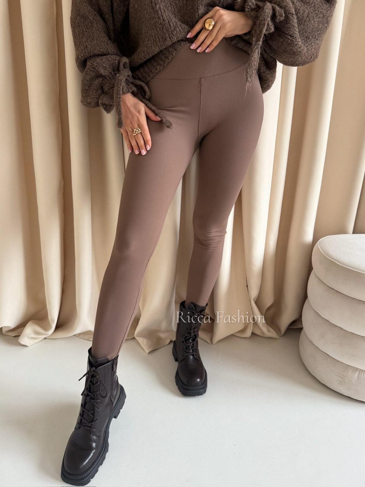 Legginsy prążkowane LOOP, fango