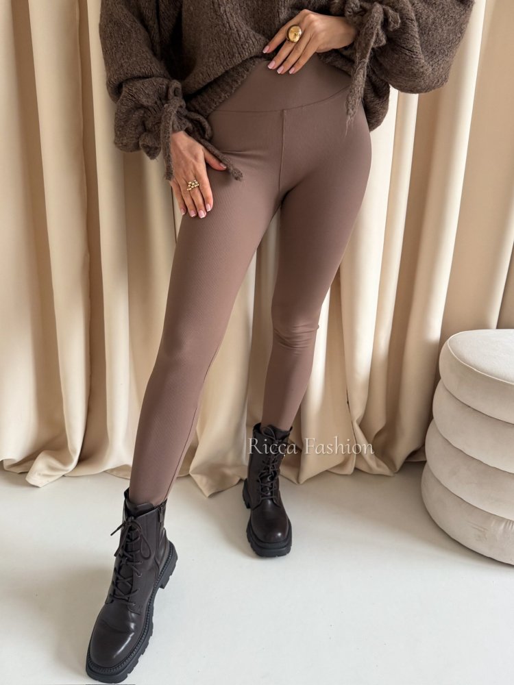 Legginsy prążkowane LOOP, fango