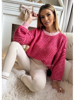 Sweter z wełną FIORI, red/pink