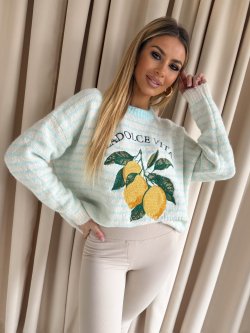 Sweter z wiskozą DOLCE VITA, blue/ecru