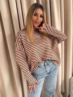 Bluzka bawełniana HOLLIE, beige/carmel