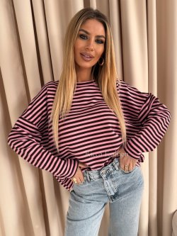 Bluzka bawełniana HOLLIE, pink/chocolate